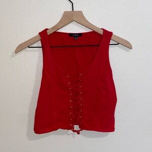 Red Lace-Up Tank Top